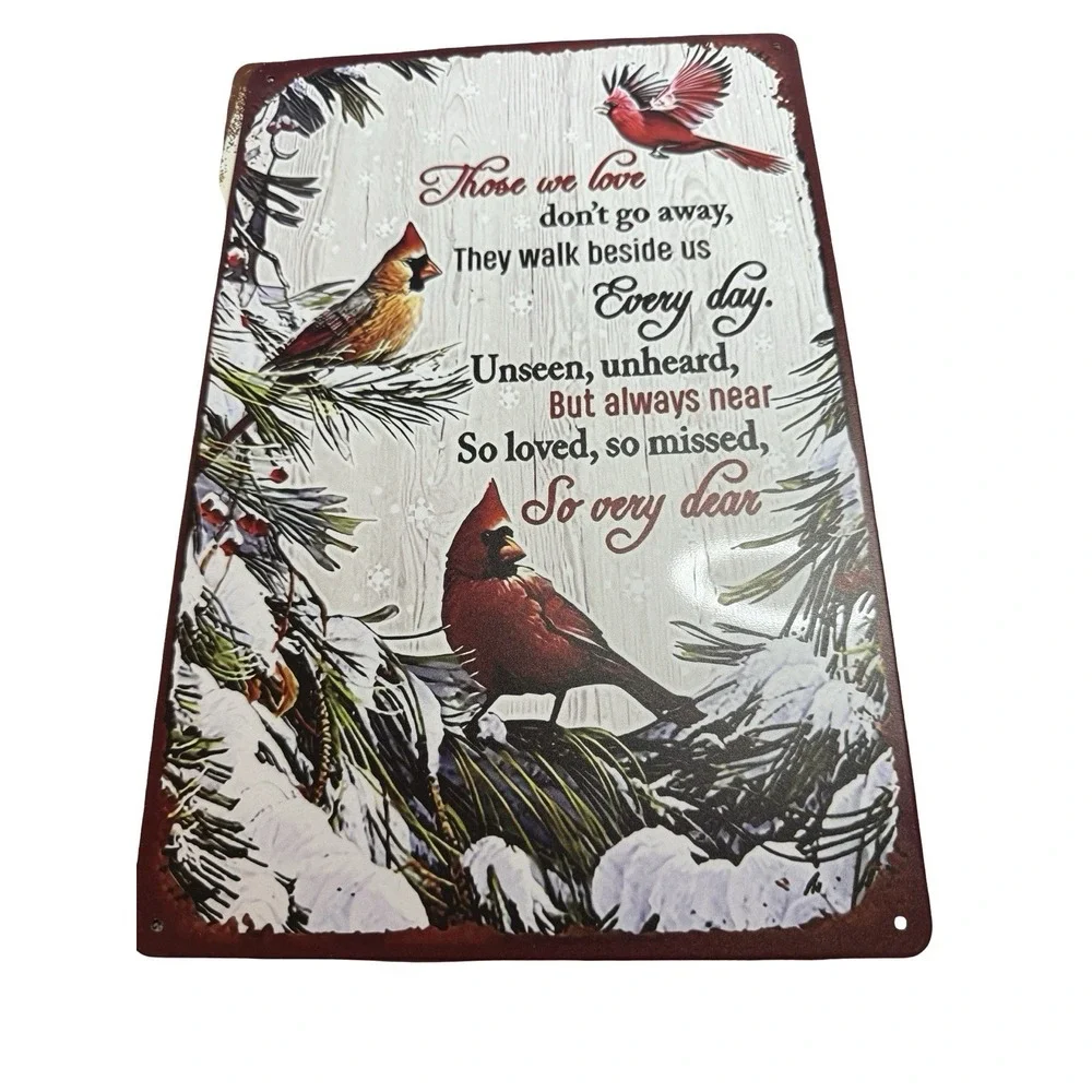 Cardinal Loved Ones‎ Vintage Retro Tin Sign Door Home Wall Decor Metal